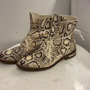 Freda Salvador “embossed” leather lace-up snakeskin boots